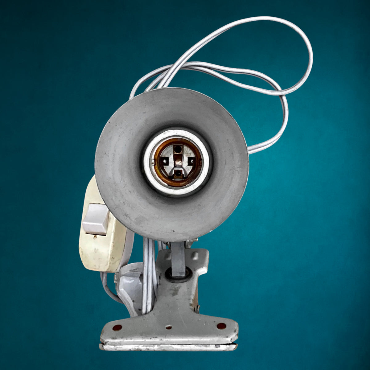 Lot de 3 Lampes à Pince Philips en Métal Peint Gris – Éclairage Industriel – Années 50-60