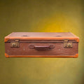 Ancienne Valise en Carton Enduit Marron – Années 50-60