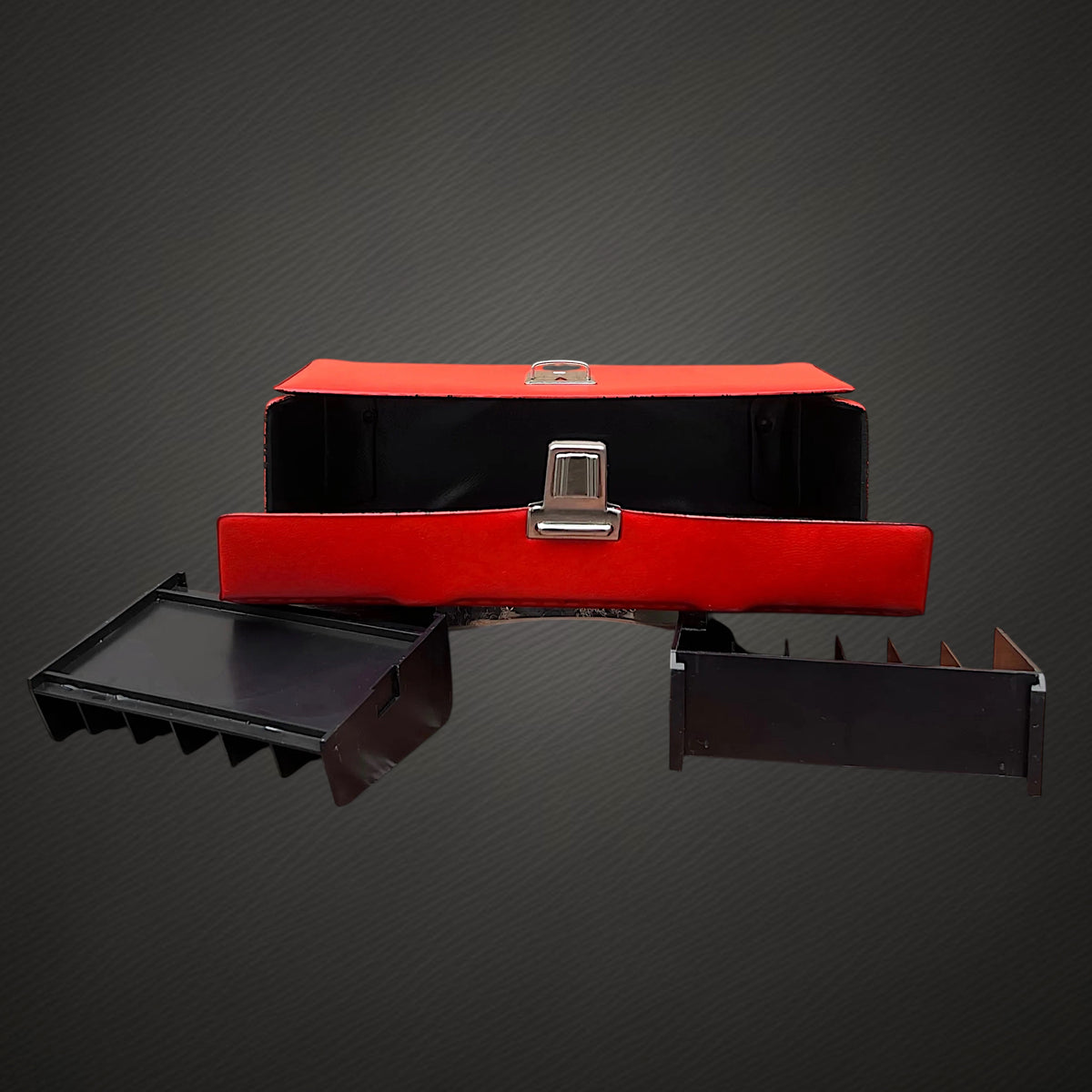 Valisette de Rangement pour 10 Cassettes Audio en Skaï Rouge et Noir – Années 70