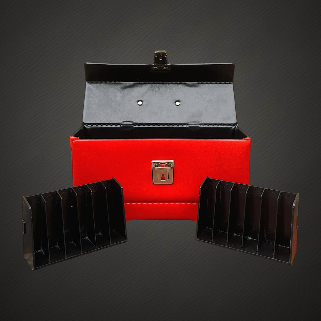 Valisette de Rangement pour 10 Cassettes Audio en Skaï Rouge et Noir – Années 70
