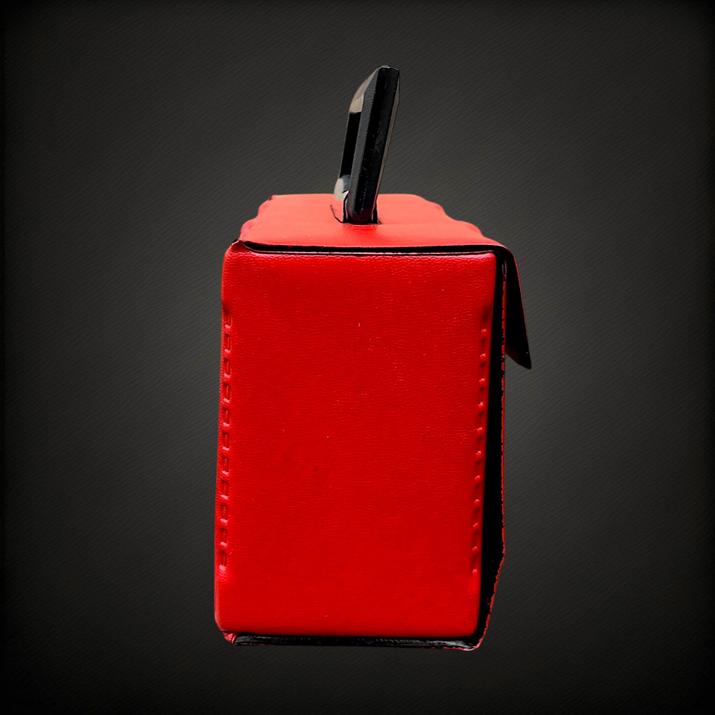 Valisette de Rangement pour 10 Cassettes Audio en Skaï Rouge et Noir – Années 70