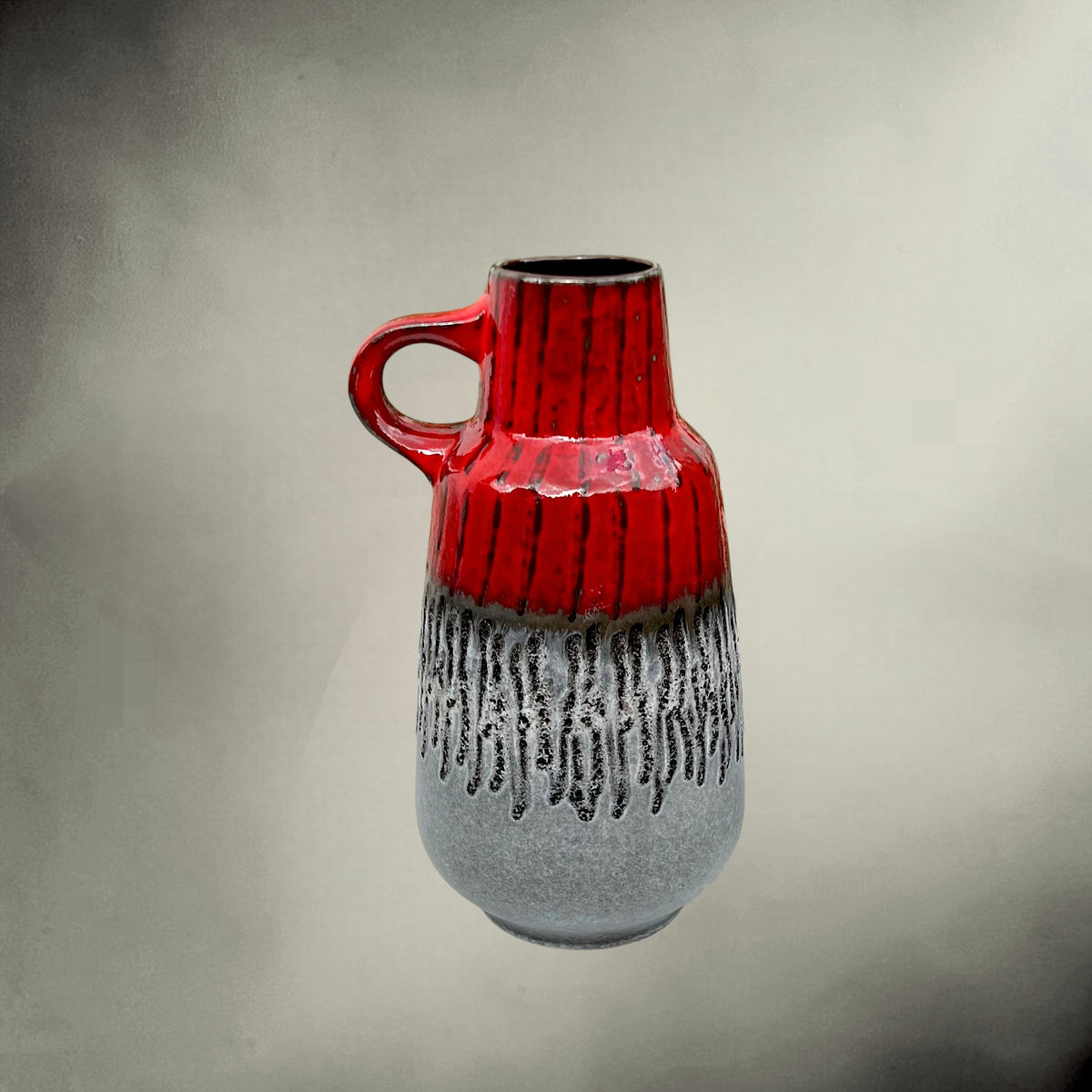 Vase Carstens Tönnieshof 1532-34 en Céramique Fat Lava Rouge et Gris – Années 60