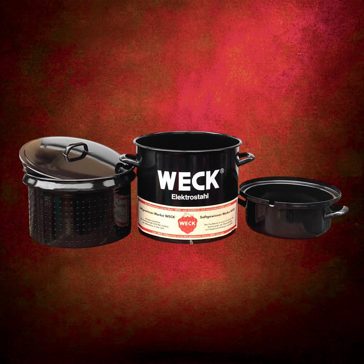 Deadstock - Extracteur de Jus à Vapeur WECK en Tôle Émaillée Noire avec Boîte – Années 60-70