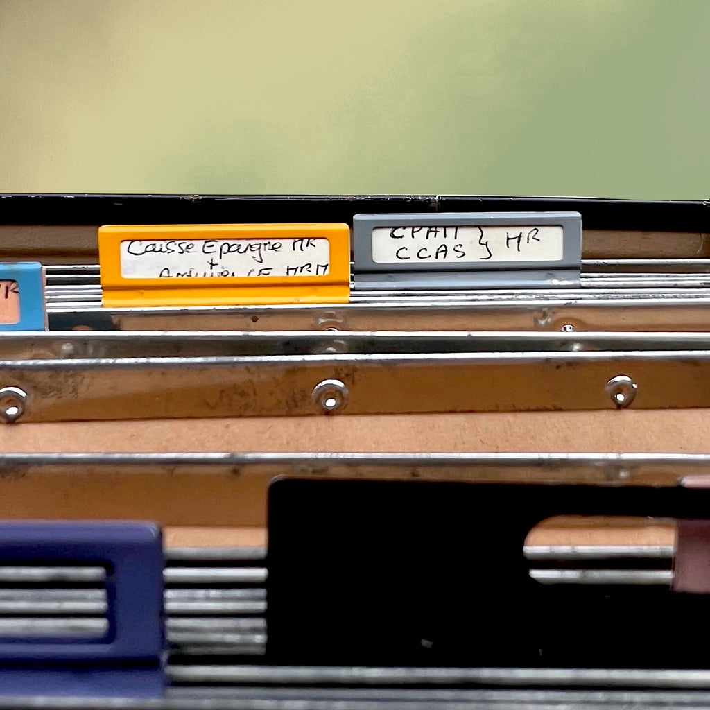 Mallette-Classeur à Fiches en Skaï Orange et Métal – Années 60-70