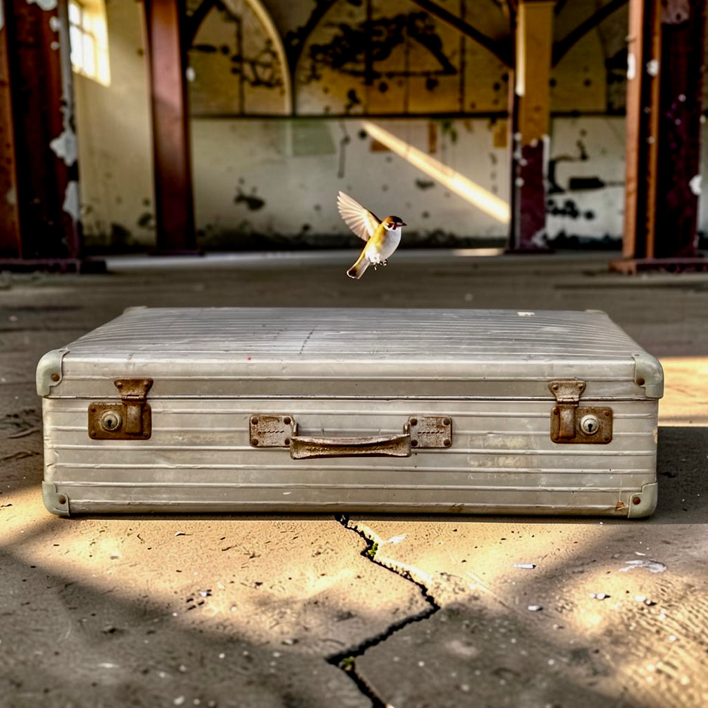 Grande Valise Ancienne en Aluminium Nervuré – Années 50-60