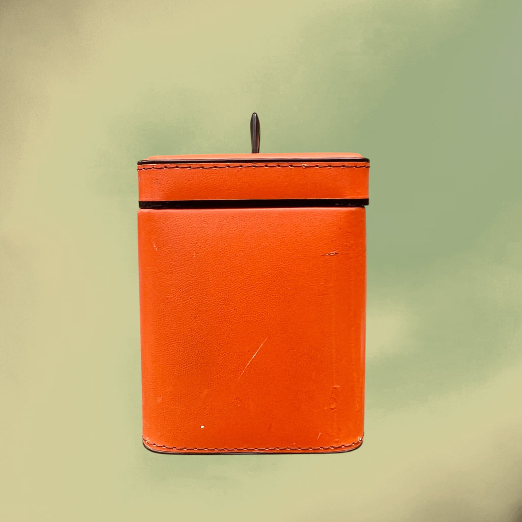 Mallette-Classeur à Fiches en Skaï Orange et Métal – Années 60-70