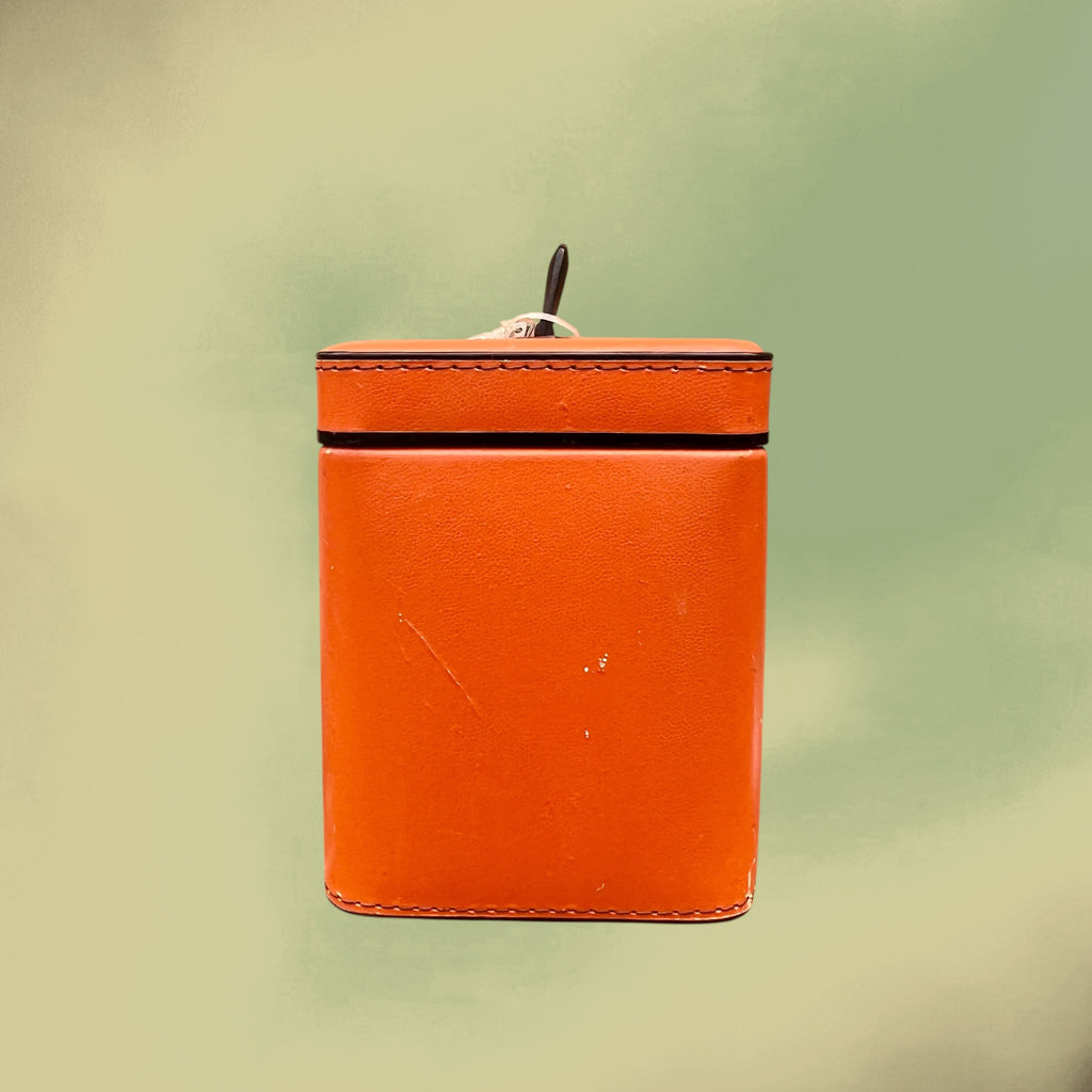 Mallette-Classeur à Fiches en Skaï Orange et Métal – Années 60-70