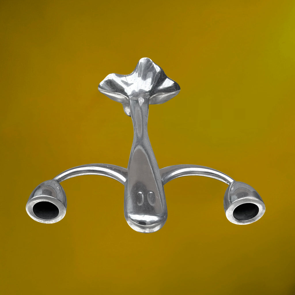 Bougeoir Anthropomorphe à Deux Feux en Aluminium Poli – Bougeoir Fantôme - Années 90