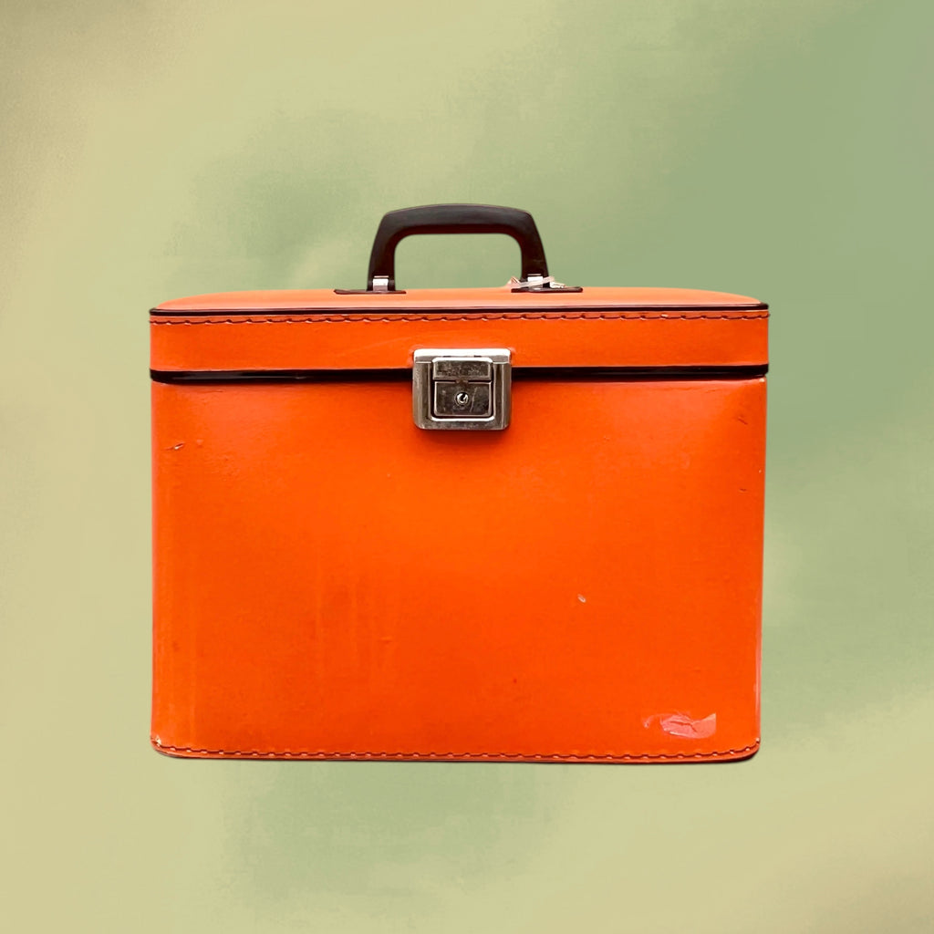 Mallette-Classeur à Fiches Orange en Skaï – Années 60-70