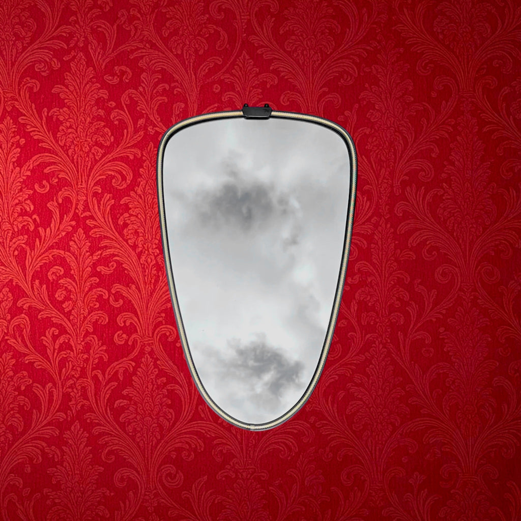 Miroir mural asymétrique noir et doré des années 50-60