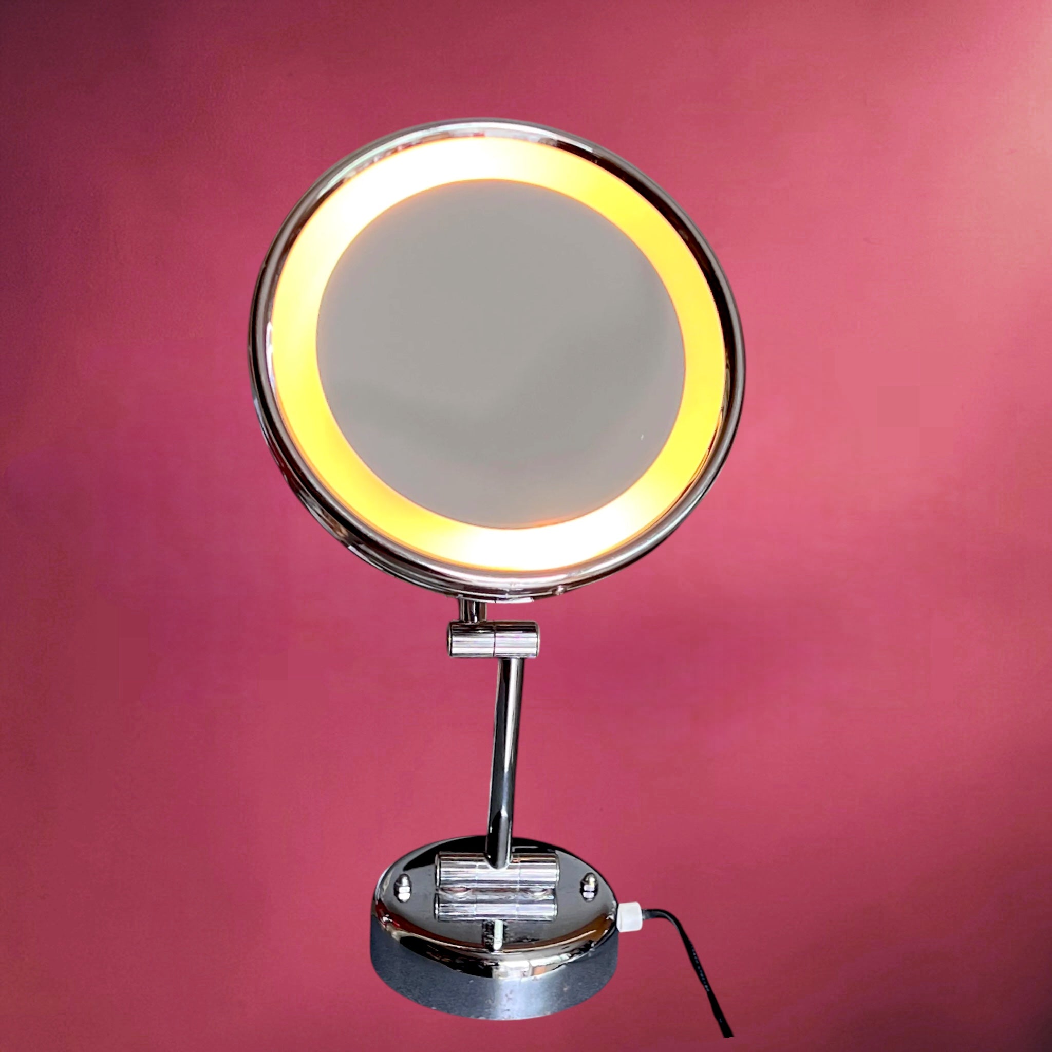 Miroir Lumineux Mural et à Poser En Métal Chromé Space Age - Années 70
