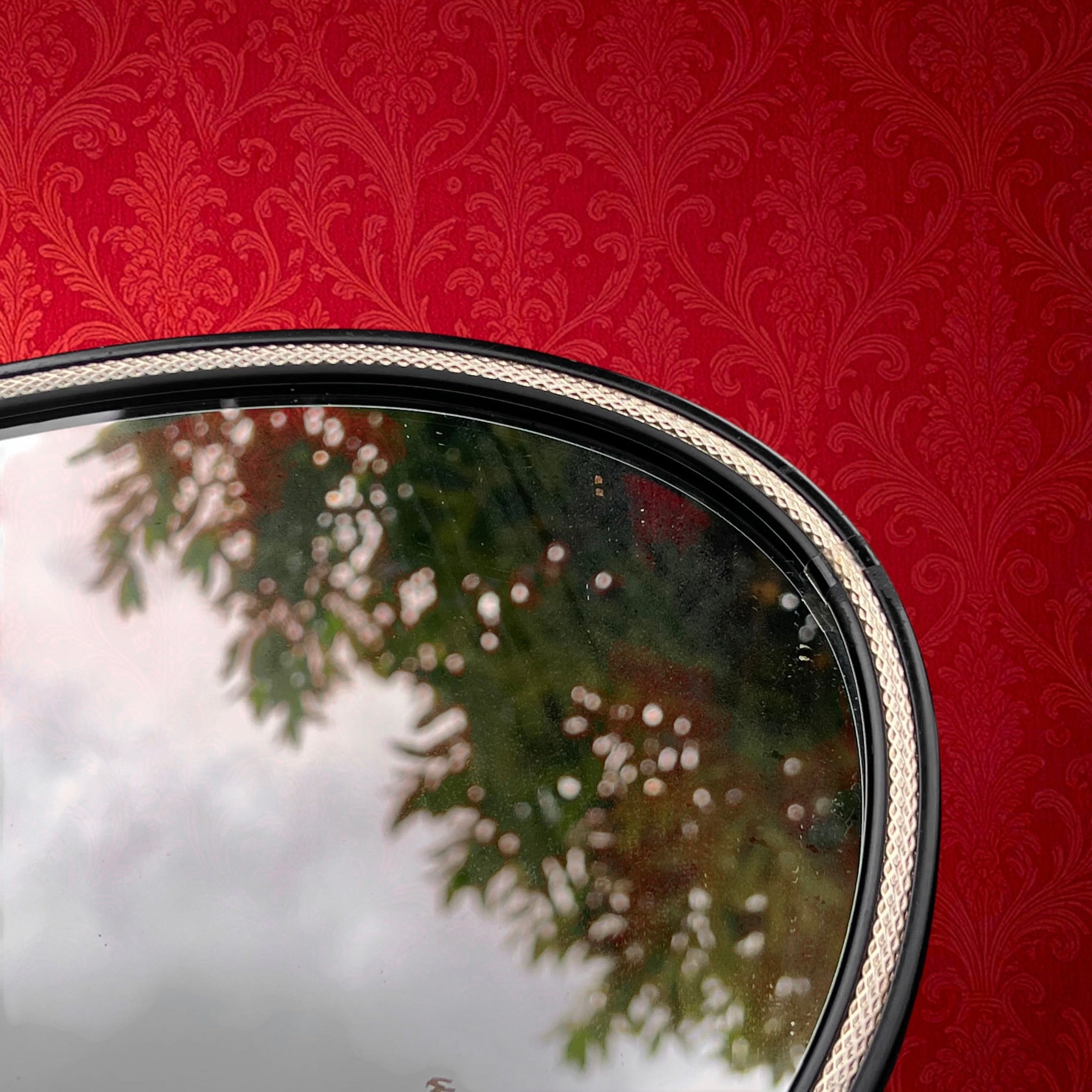Miroir Mural Asymétrique Forme Libre Noir et Doré – Années 50-60