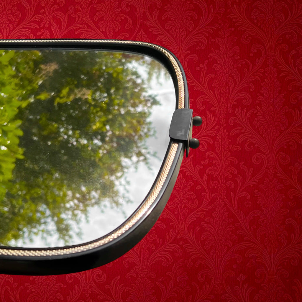Miroir Mural Asymétrique Forme Libre Noir et Doré – Années 50-60