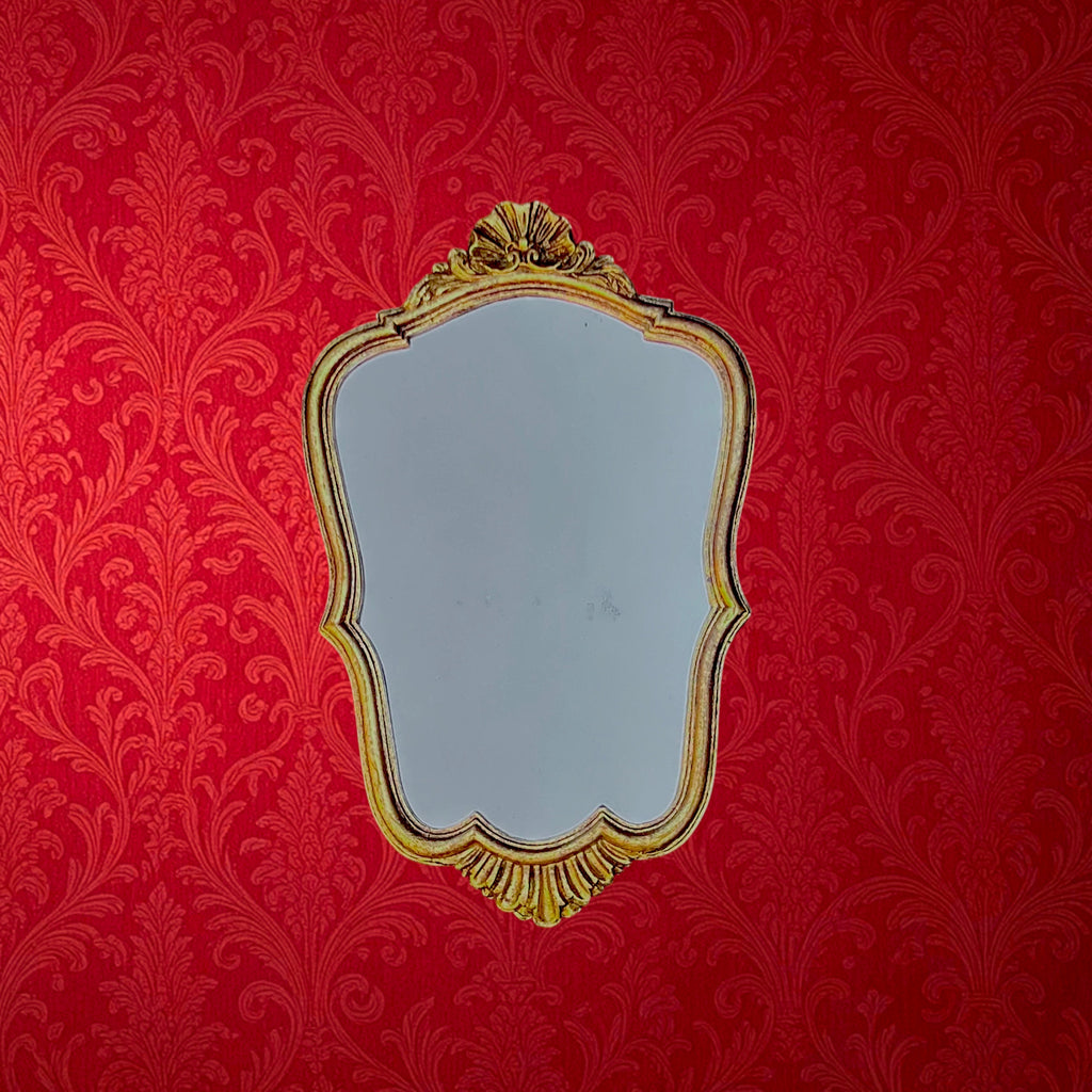 Miroir Mural Doré de Style Rocaille en Résine – Années 50