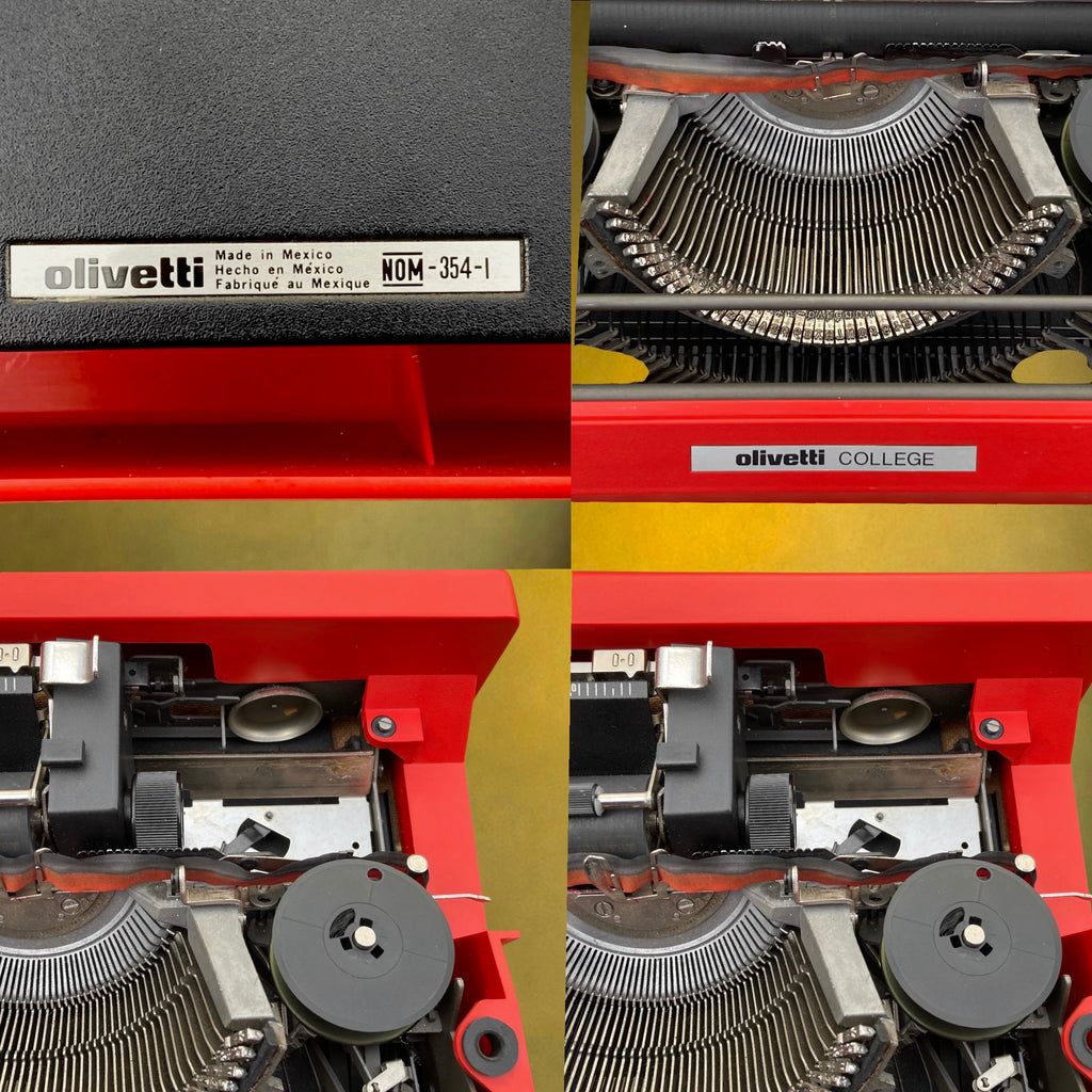 Machine à Écrire Olivetti College Rouge avec Housse – Olivetti Lettera 25 - Vers 1975