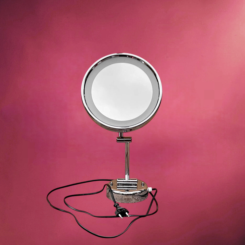 Miroir Lumineux Mural et à Poser En Métal Chromé Space Age - Années 70