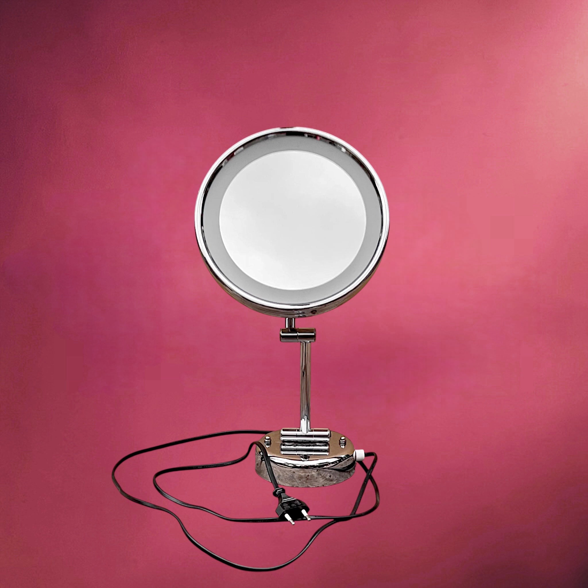 Miroir Lumineux Mural et à Poser En Métal Chromé Space Age - Années 70