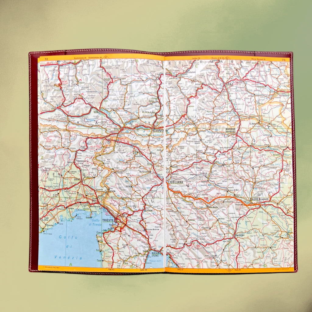 Atlas Routier d’Europe Kümmerly & Frey avec Couverture en Cuir Delvaux – 1966