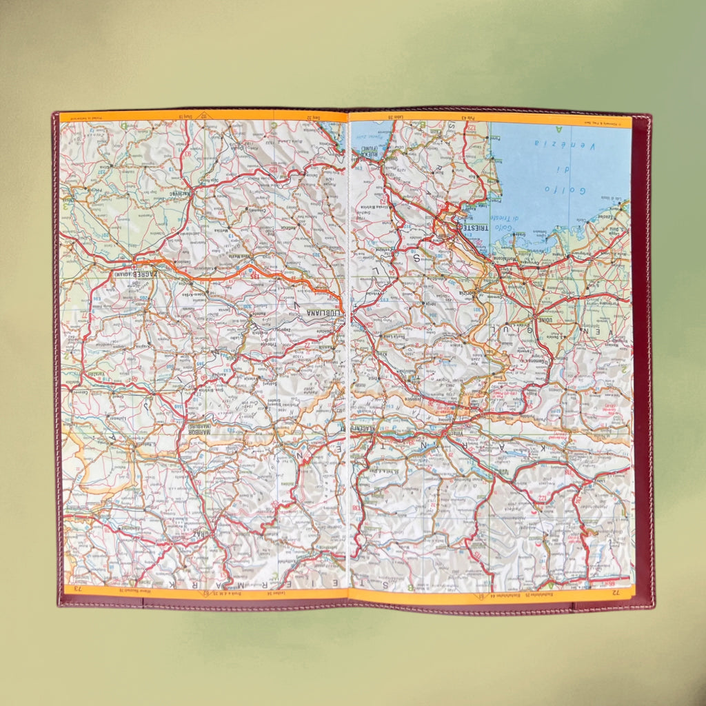 Atlas Routier d’Europe Kümmerly & Frey avec Couverture en Cuir Delvaux – 1966