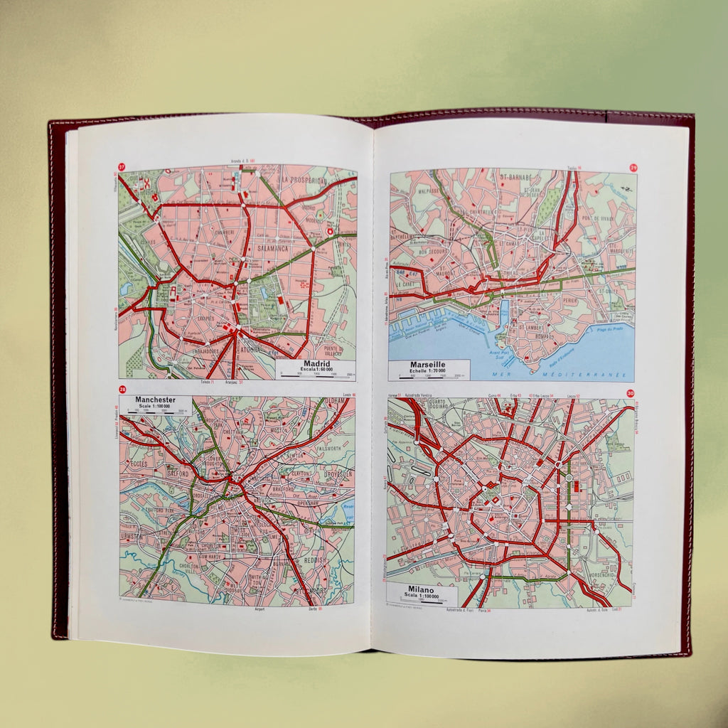 Atlas Routier d’Europe Kümmerly & Frey avec Couverture en Cuir Delvaux – 1966