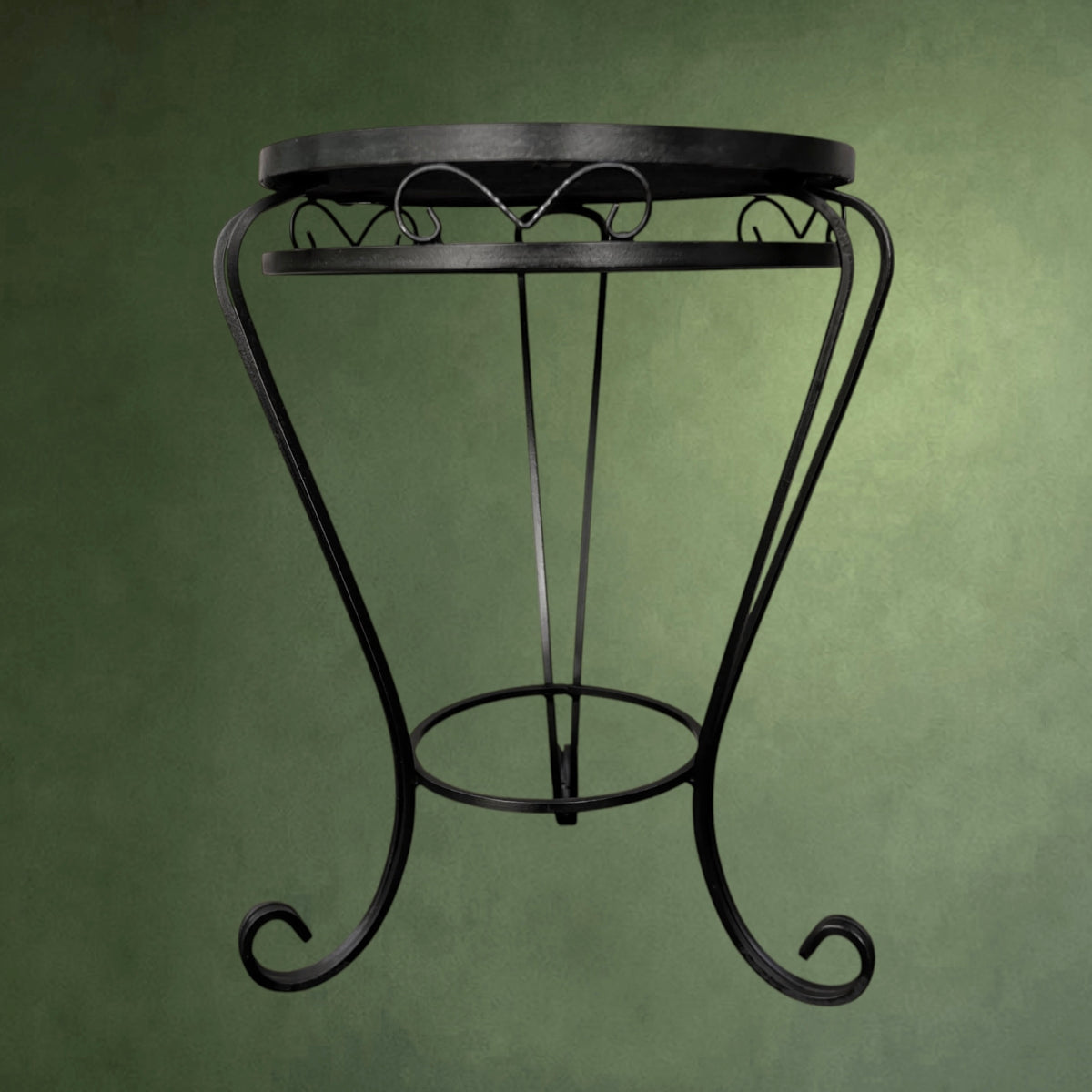 Petite Table d’Appoint en Fer Forgé et Mosaïque aux Cœurs Violets – Années 60-70