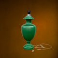 Grand Pied de Lampe en Bois Tourné Peint Vert – Années 70 – 5,200 kg
