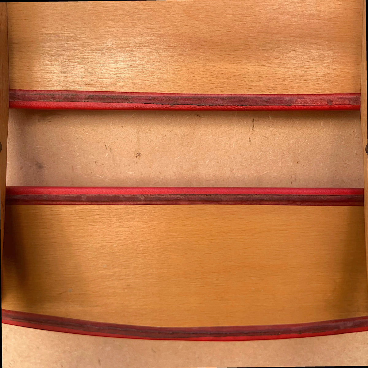 Chaise à Bascule Pliante Réglable en Hêtre et Skaï Rouge – Années 50-60