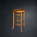 Tabouret de Bistrot Art Nouveau en Bois Courbé à Décor Floral – Vers 1900